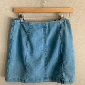 Pleaded Denim Skirt